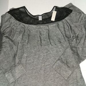 Lane Bryant LIVI Active Sweatshirt Mesh + Fleece Ruffle Woman Size 22/24 NWT